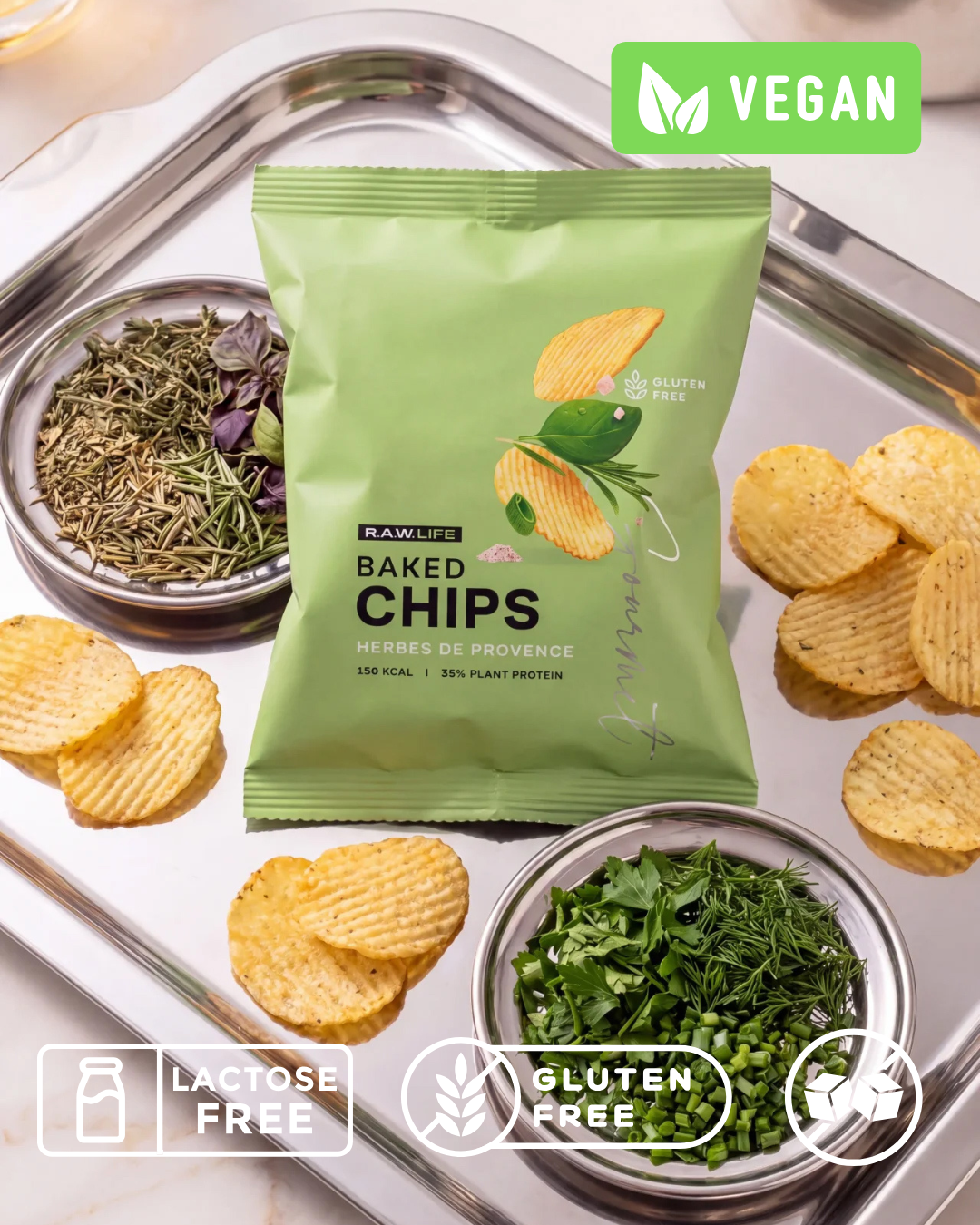 Baked Chips vegan без рапсового масла "Прованские травы" R.A.W. LIFE - 35 г