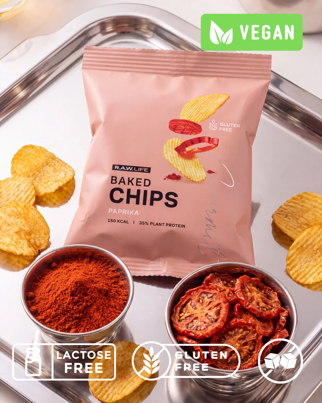Baked Chips vegan без рапсового масла "Паприка и томаты" R.A.W. LIFE - 35 г