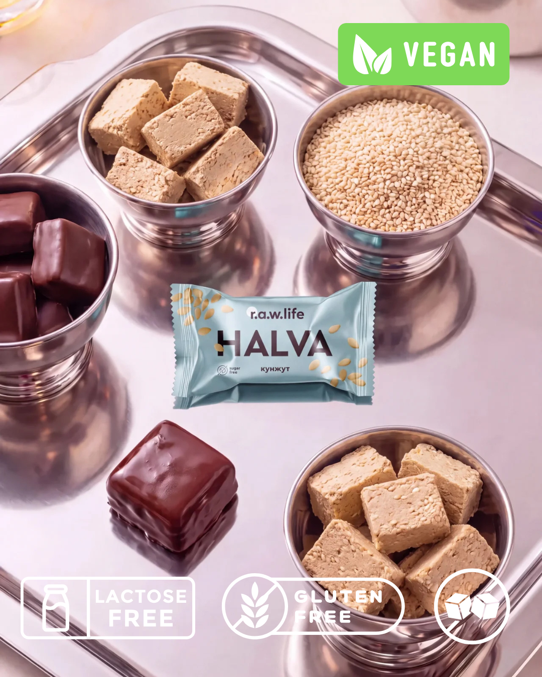 Конфета vegan halva "Кунжут" R.A.W. LIFE Sweets - 16 г